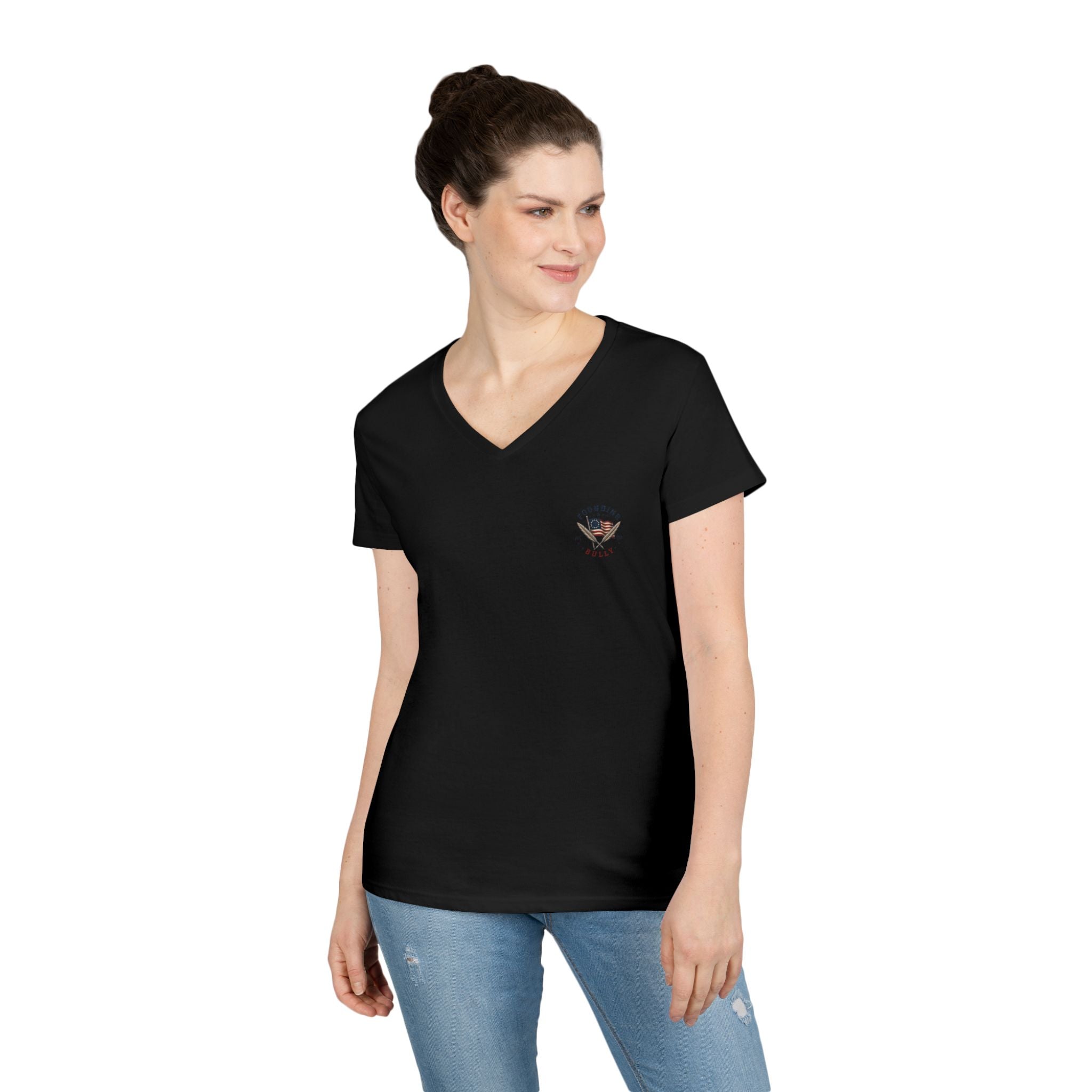 Betsy Ross Flag | 1776-2026, 1 Month to Create 250 Years to Endure | Ladies V-Neck T-Shirt