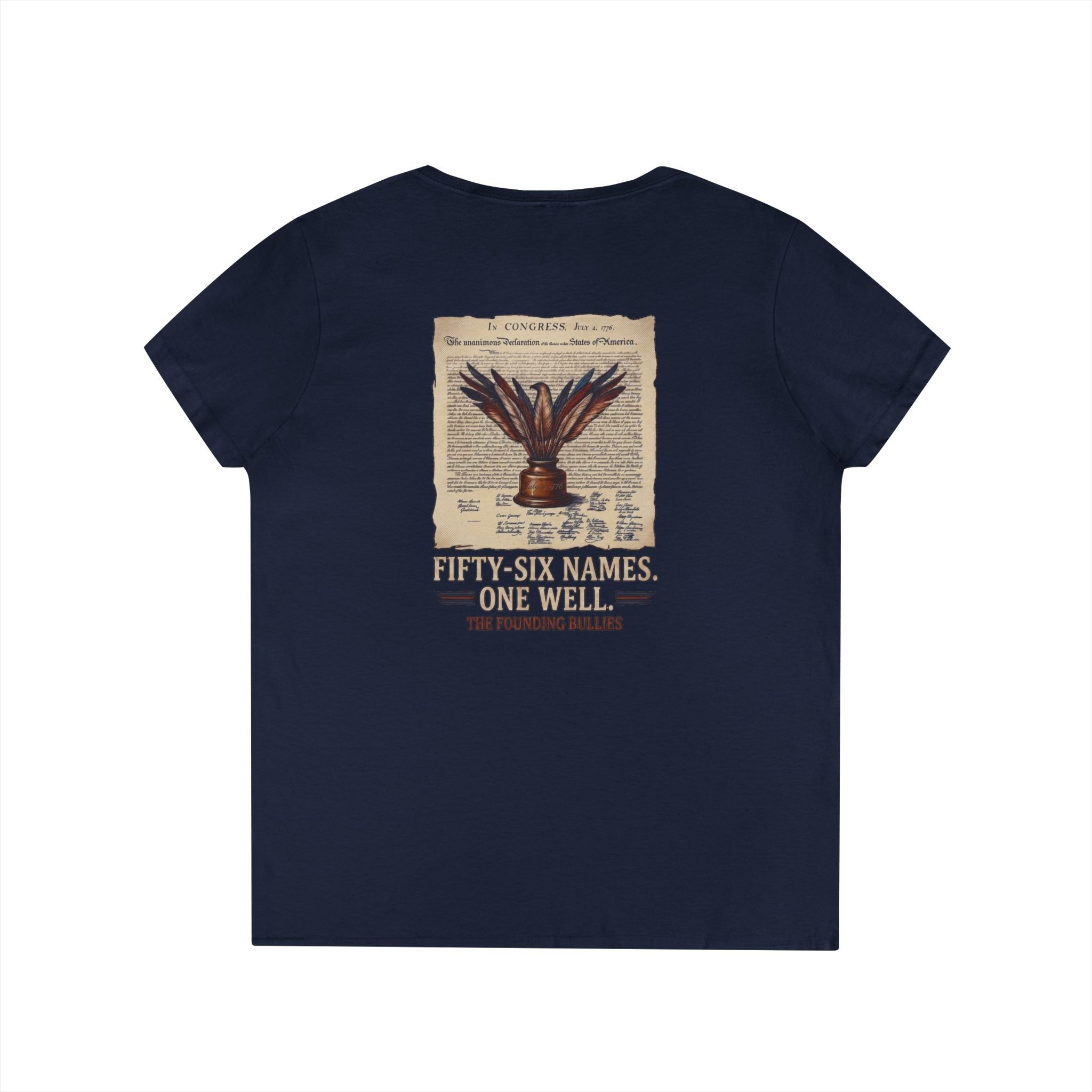 Fivty-Six Names. One Inkwell | Ladies V-Neck T-Shirt | 250th Anniversary | Limited Edition